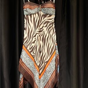Max & Cleo Cream and Brown Dress